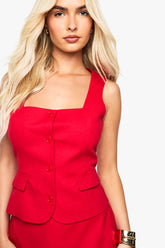 Square Neck Pocket Detail Waistcoat