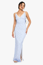 Ditsy Lace Trim Column Maxi Dress