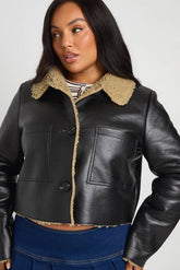 Plus Teddy Trim Detail Jacket