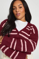 Plus Stripe Cropped Cardigan