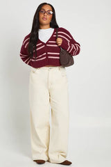 Plus Stripe Cropped Cardigan