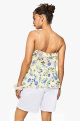 Woven Floral Print Ruffle Cami