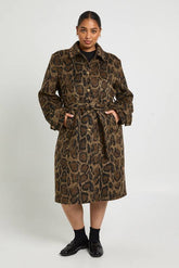 Plus Leopard Print Wool Look Coat
