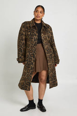 Plus Leopard Print Wool Look Coat