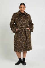 Plus Leopard Print Wool Look Coat