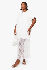 Plus Lace Detail Midaxi T-Shirt Dress