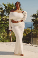 Plus Crinkle Fold Over Maxi Skirt