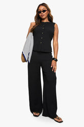 Plus Crinkle Wide Leg Trouser