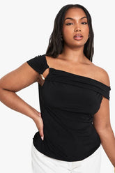 Plus Trim Detail Off Shoulder Top