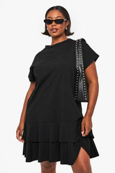Plus Short Sleeve Frill Hem T Shirt Dress