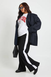 Plus Supersoft Contrast Stripe Wide Leg Trouser