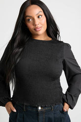 Plus Shirred Peplum Top