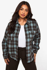 Plus Oversized Check Shirt