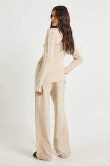 Ruched Waist Detail Knitted Jumper and Wide Leg Trouser Co-ord