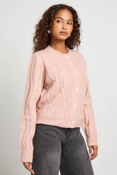 Pearl Cable Detail Fitted Knit Cardigan