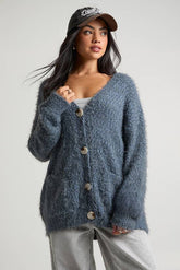 Textured Knit Oversized Boyfriend Cardigan