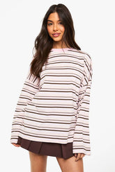 Striped Cotton Pocket Front Long Sleeve Top