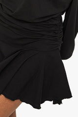 Long Sleeve Ruched Drop Waist T-shirt Dress