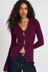 Chunky Rib Knit Collared Cardigan