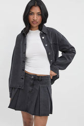Pleated Denim Skirt