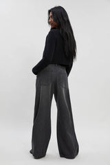 High Waist Supersoft Belted Pleated Wide Leg Jeans