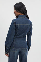 Cinched Waist Seam Detail Denim Jacket