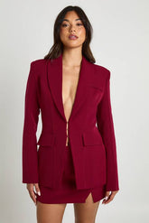 Seam Detail Plunge Front Fitted Blazer