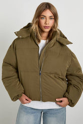 Peached Short Hooded Puffer Jacket