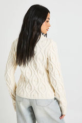 Chunky Cable Knit Collared Cardigan