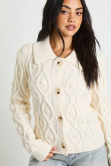 Chunky Cable Knit Collared Cardigan