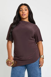 Plus Asymmetric Hem Short Sleeve Top