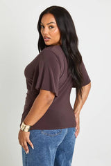Plus Asymmetric Hem Short Sleeve Top