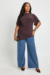 Plus Asymmetric Hem Short Sleeve Top