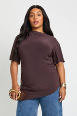 Plus Asymmetric Hem Short Sleeve Top