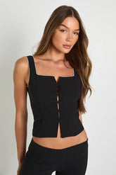 Bengaline Button Through Waistcoat With Picot Trim