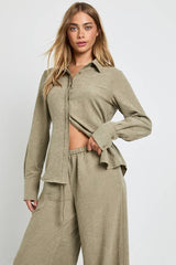 Peached Cinched Shirt & Trouser Co-ord