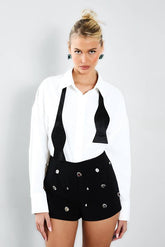 Diamante Trim Crepe Micro Short