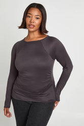 Plus Ruched Side Long Sleeve Top