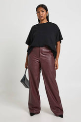 Plus Faux Leather Straight Leg Trouser