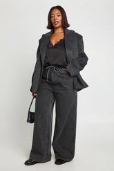 Plus Tie Waist Channel Insert Wide Leg Jean