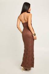Petite Lace Halter Neck Maxi Column Dress