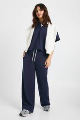 Contrast Drawcord Straight Leg Trouser