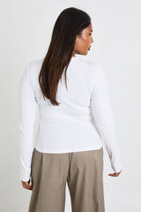 Plus Basic Rib Long Sleeve Fitted Longline Top