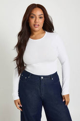 Plus Long Sleeve Crew Neck Bodysuit