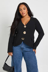 Plus Long Embellished Button Down Top