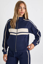 Tricot Panelled Zip Through Track Jacket
