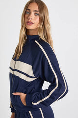 Tricot Panelled Zip Through Track Jacket