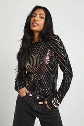 Demask Sequin Backless Bodysuit