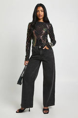 Demask Sequin Backless Bodysuit