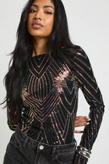Demask Sequin Backless Bodysuit